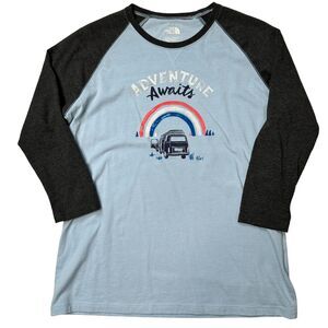 North Face Adventure Awaits Van Tee Shirt 3/4 Sleeve Baseball TShirt